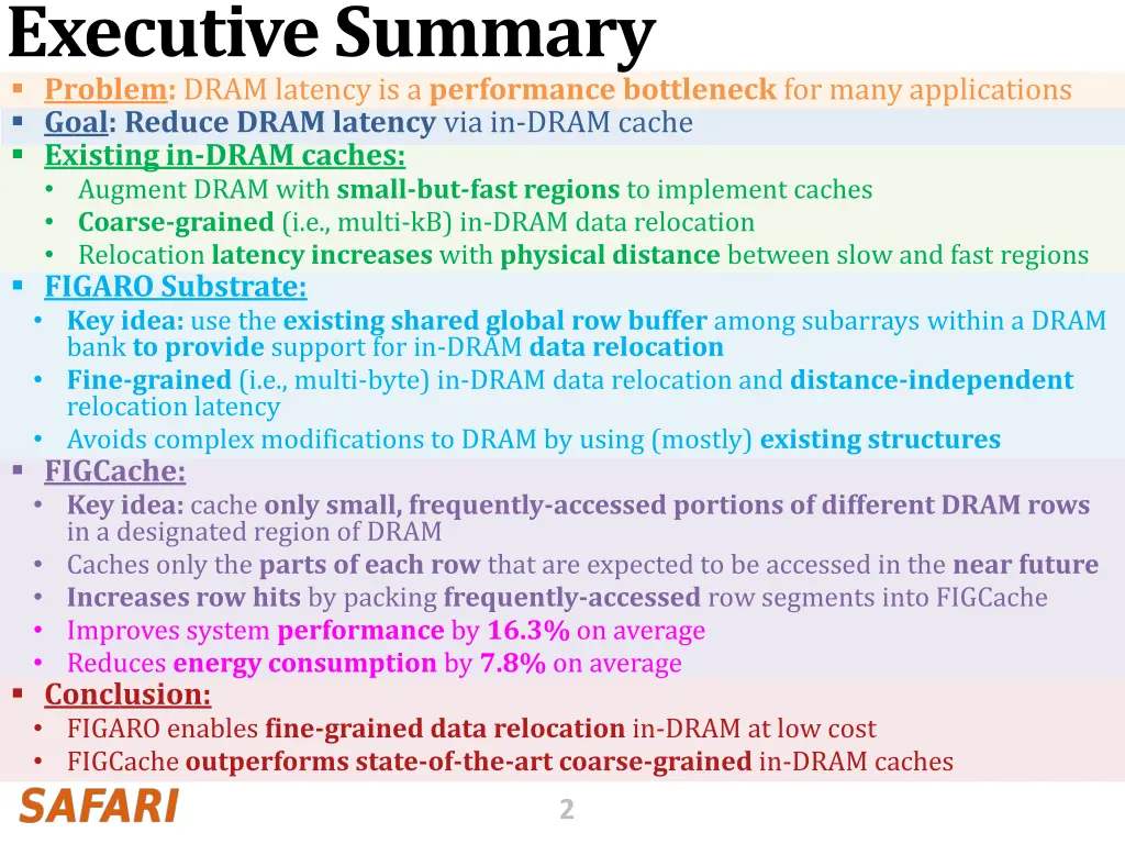 executive summary problem dram latency