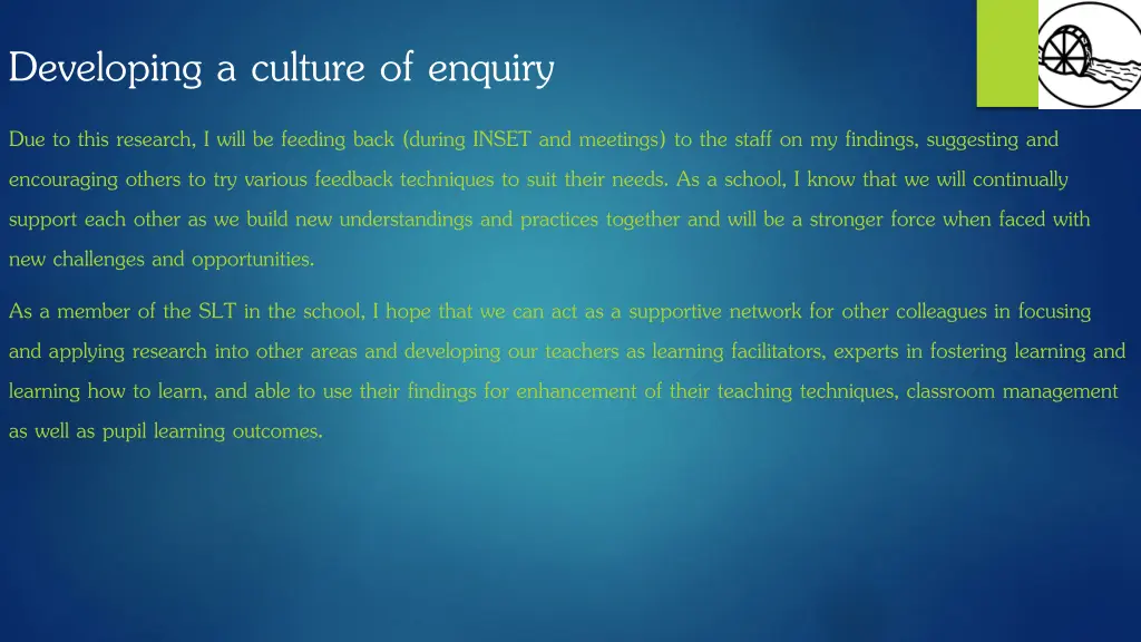 developing a culture of enquiry