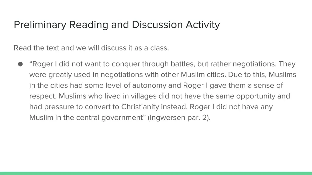 preliminary reading and discussion activity