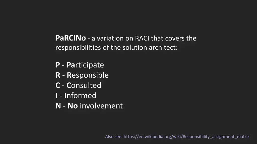 parcino a variation on raci that covers