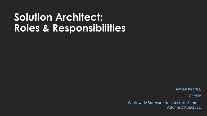 solution architect roles responsibilities