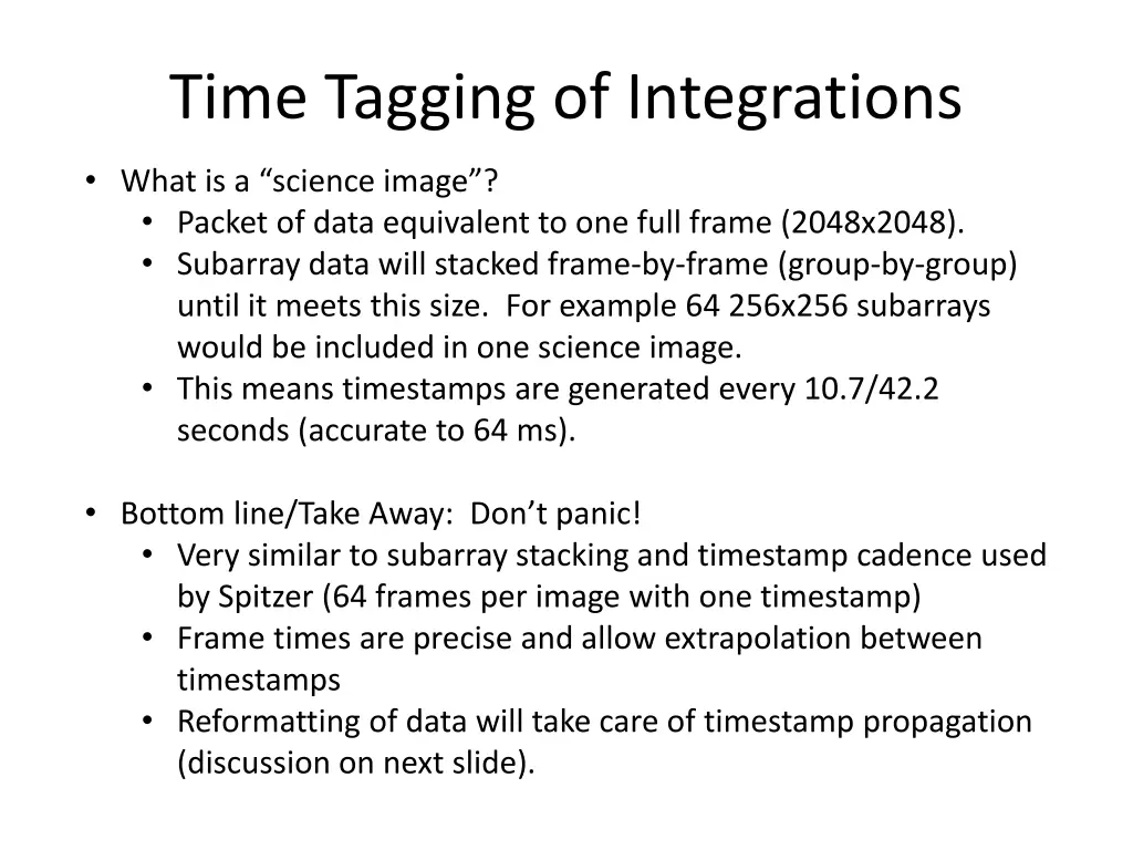 time tagging of integrations 1