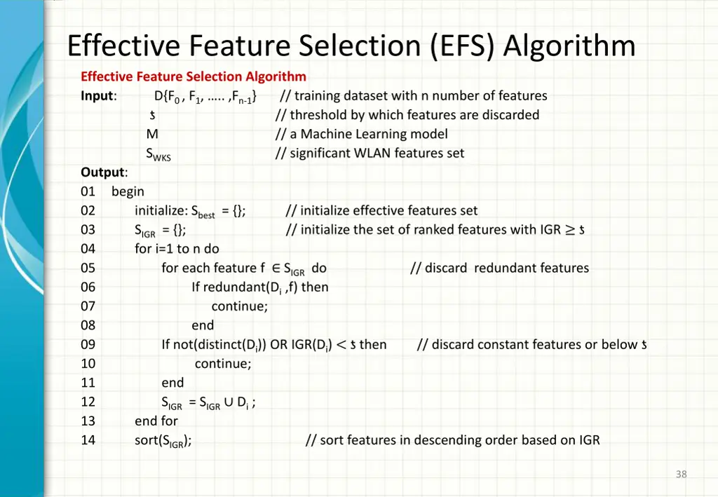 effective feature selection efs algorithm 1