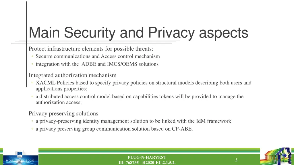 main security and privacy aspects