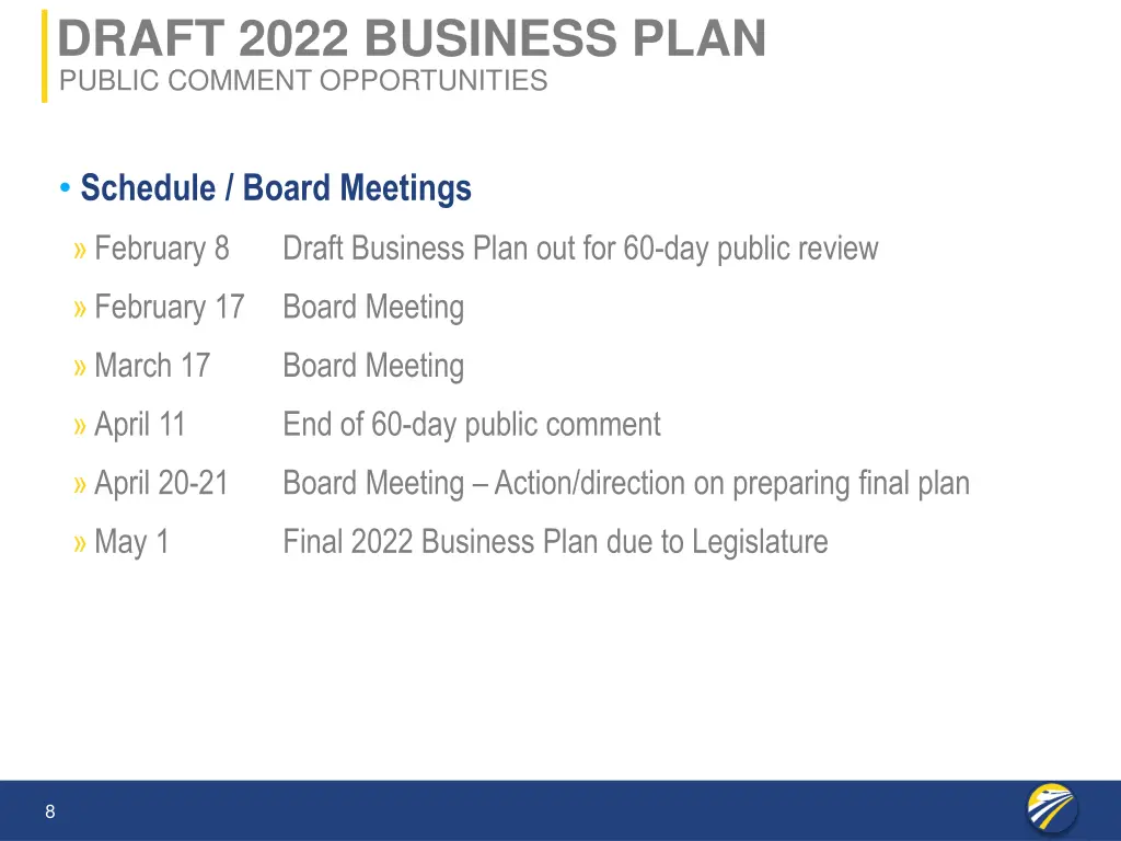 draft 2022 business plan public comment