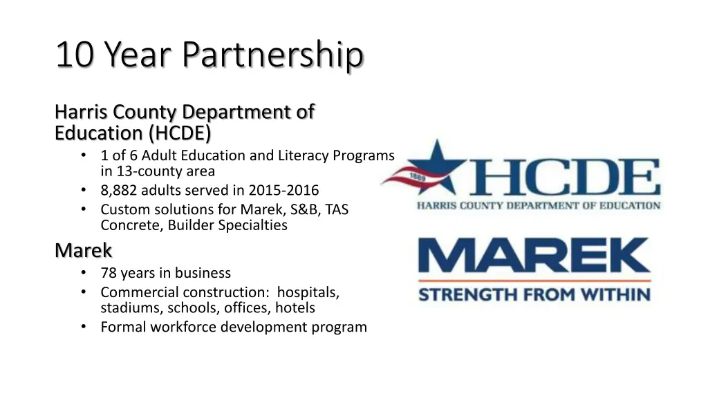 10 year partnership