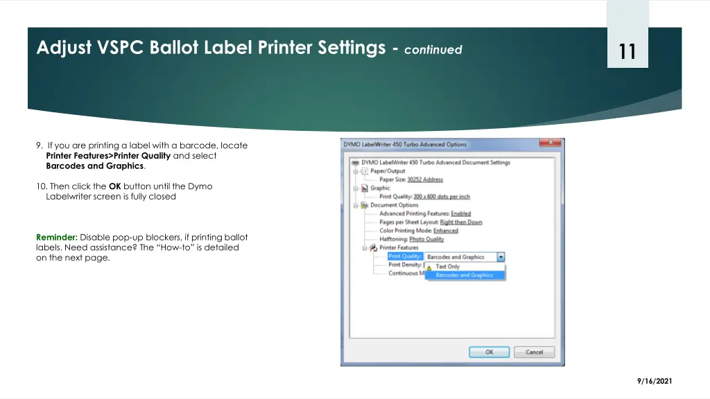 adjust vspc ballot label printer settings 1