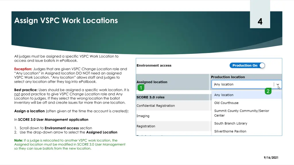 assign vspc work locations