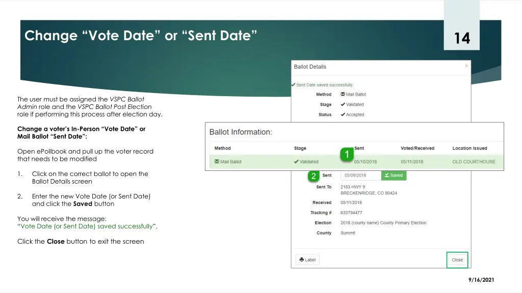 change vote date or sent date