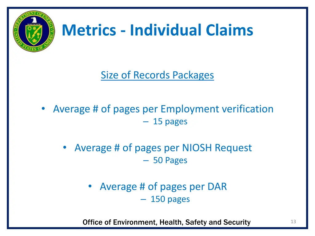 metrics individual claims 1