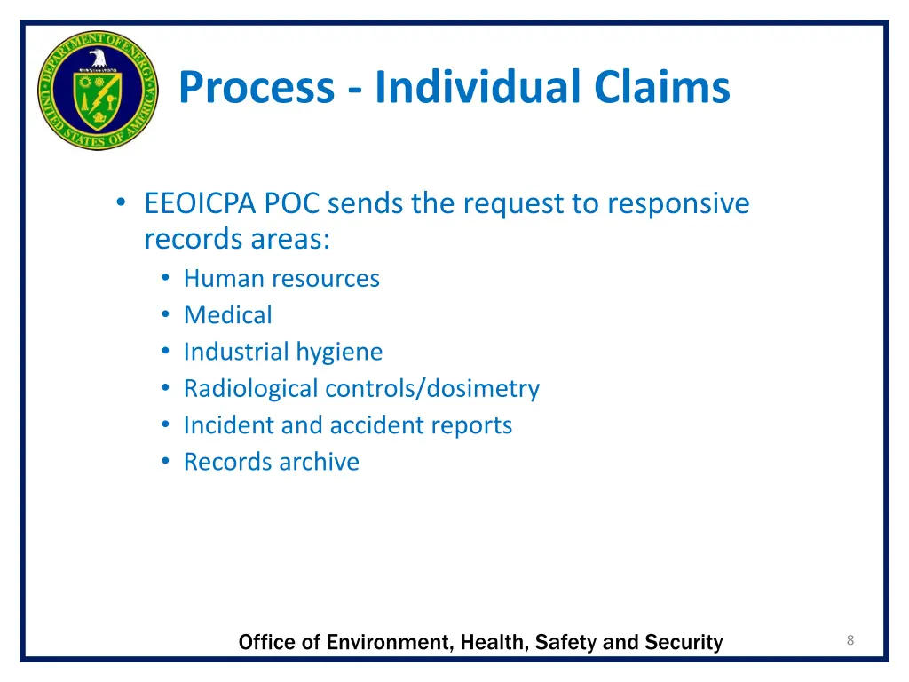process individual claims 1