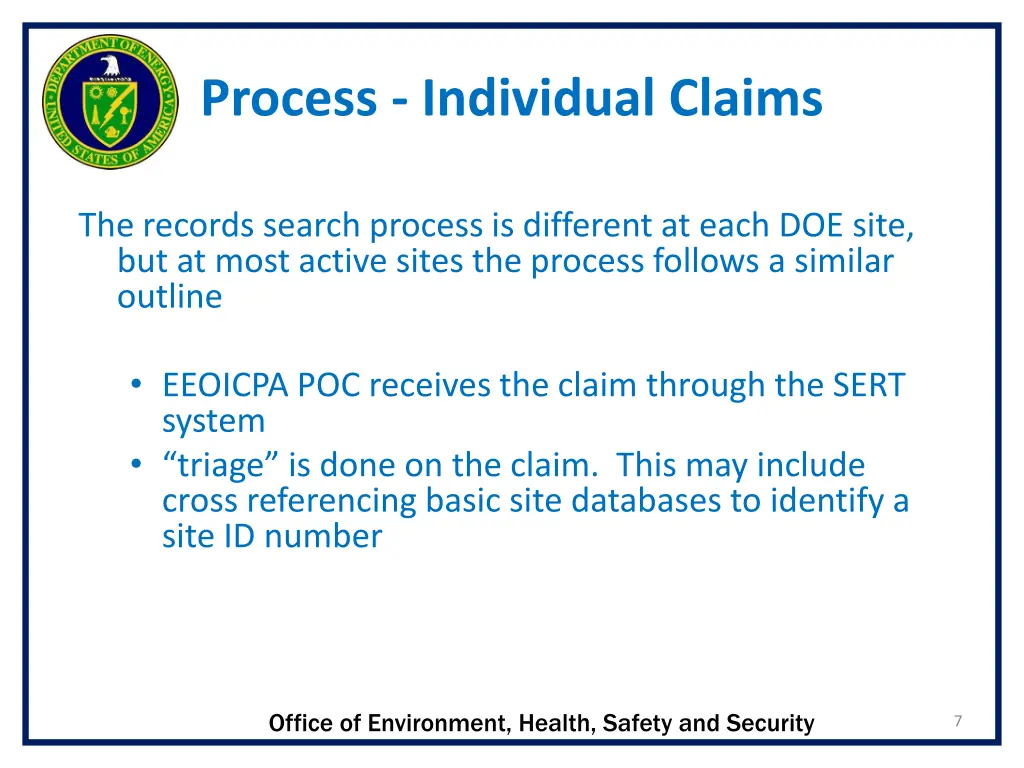 process individual claims