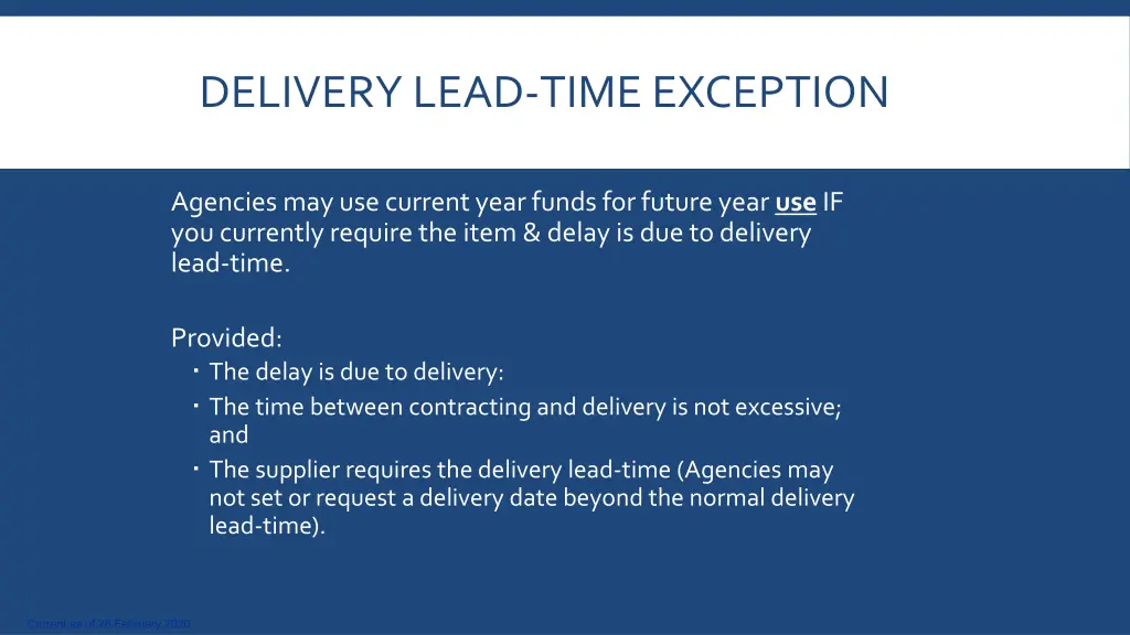 delivery lead time exception