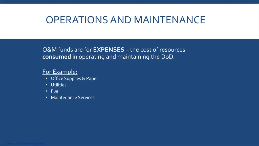 operations and maintenance