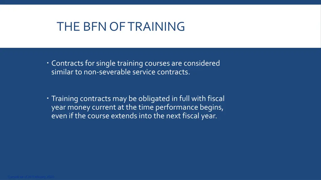 the bfn of training