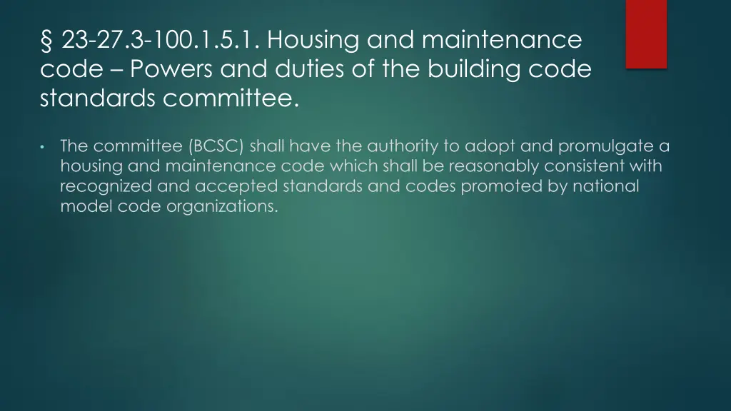 23 27 3 100 1 5 1 housing and maintenance code