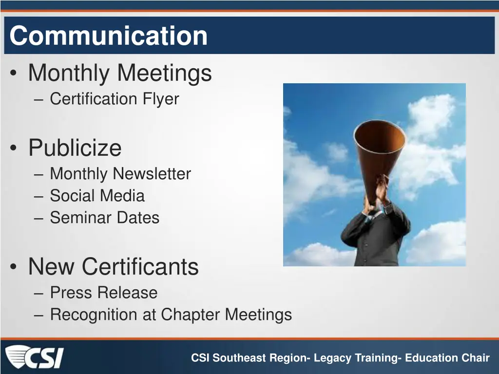 communication monthly meetings certification flyer