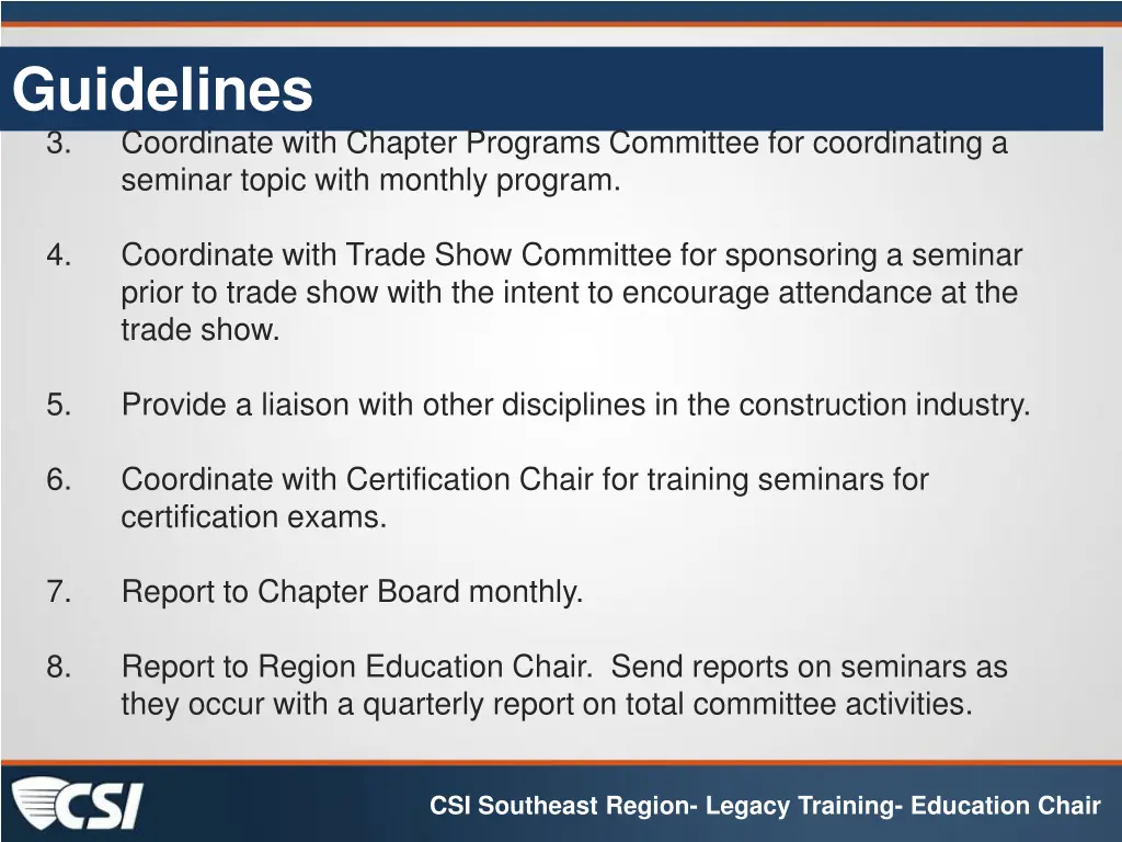 guidelines 3 coordinate with chapter programs