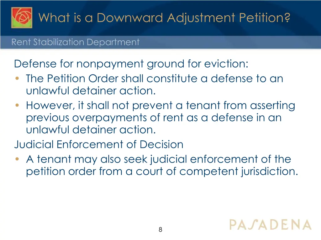 what is a downward adjustment petition 4