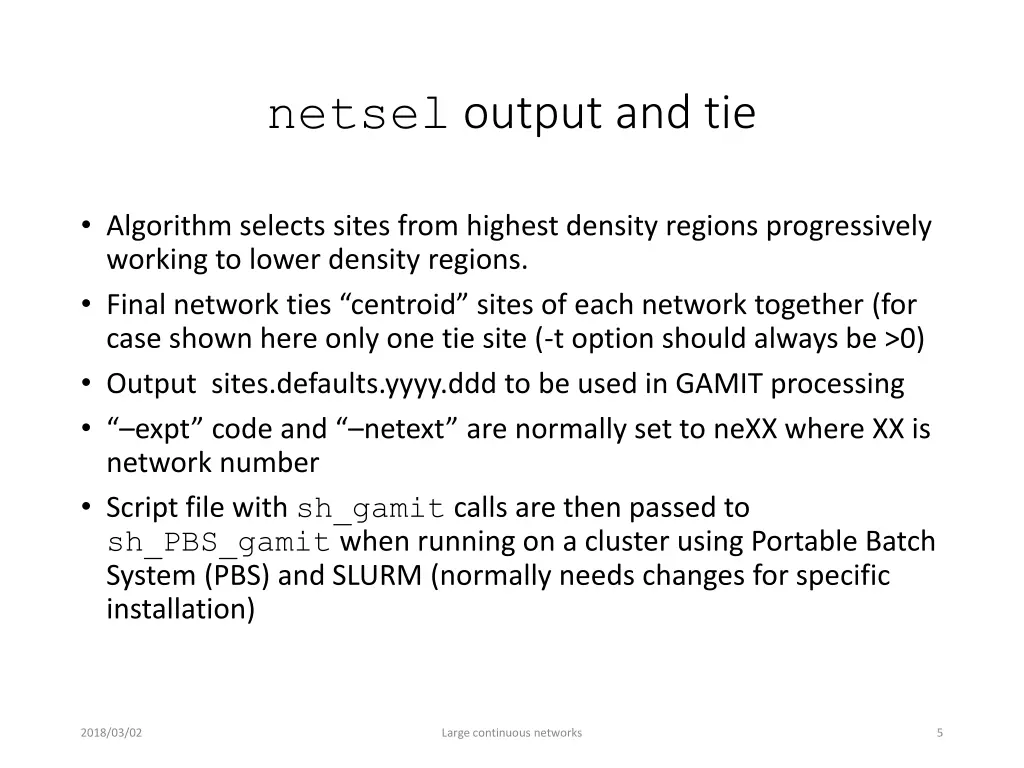 netsel output and tie