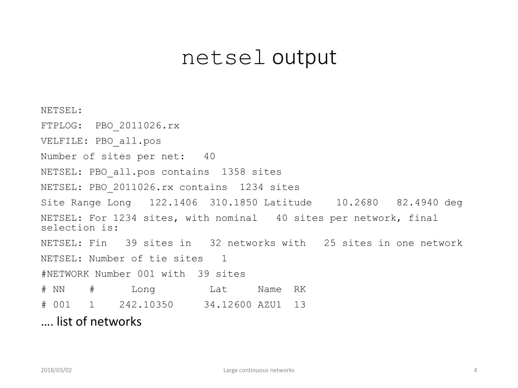 netsel output