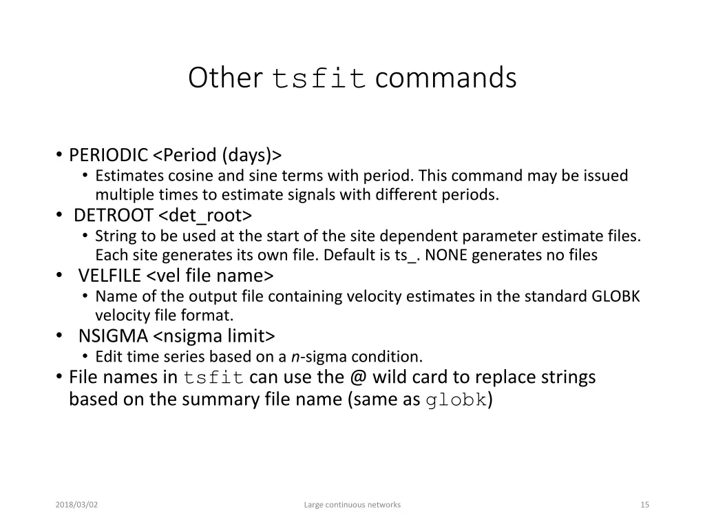 other tsfit commands