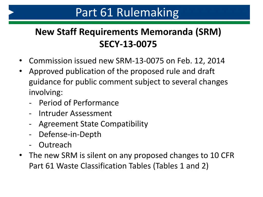 part 61 rulemaking 1