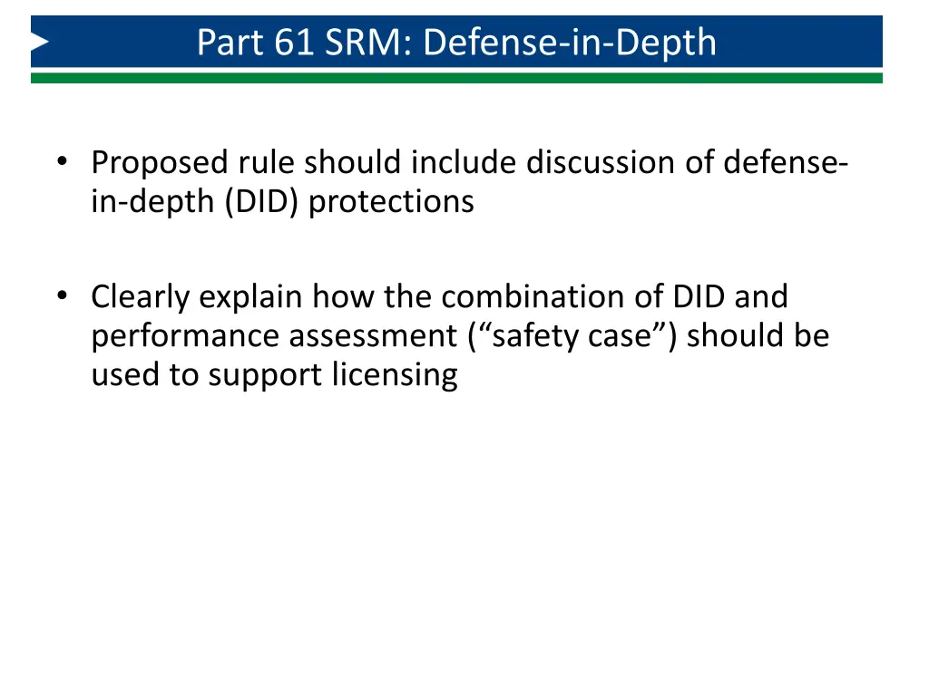 part 61 srm defense in depth