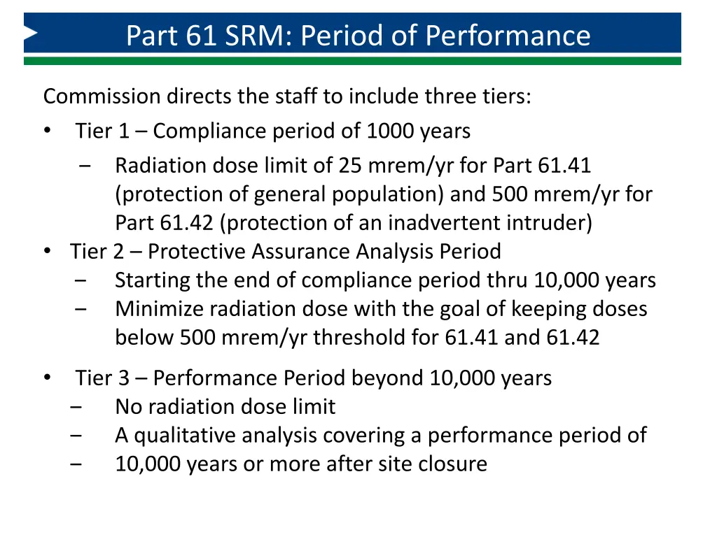 part 61 srm period of performance
