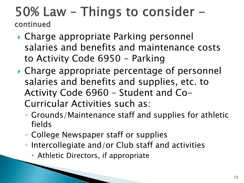 charge appropriate parking personnel salaries