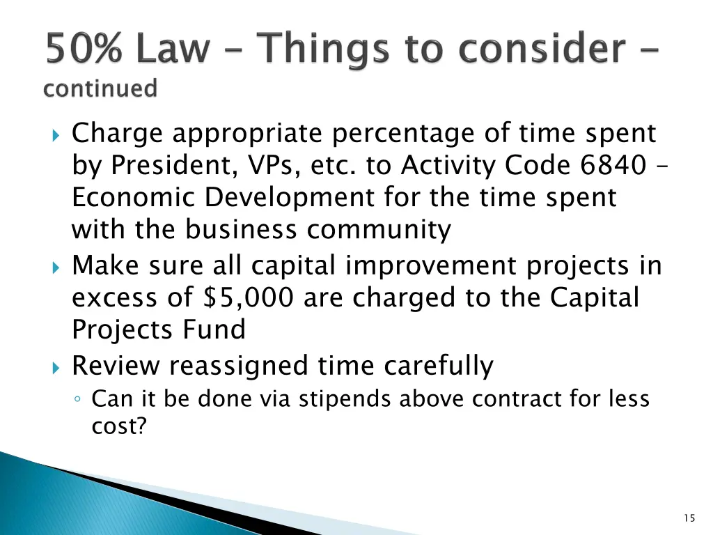 charge appropriate percentage of time spent