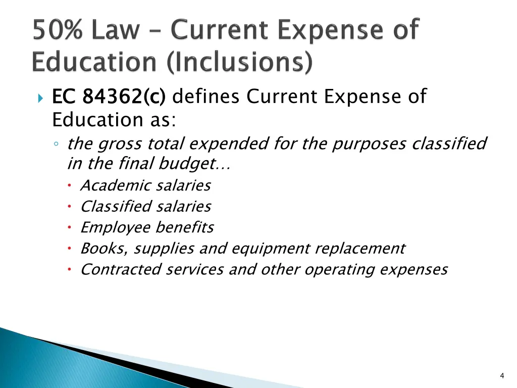 ec 84362 c education as the gross total expended