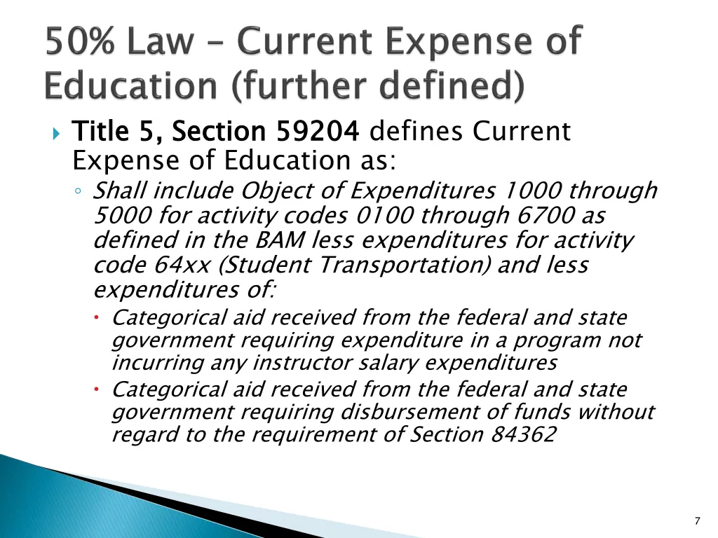 title 5 section 59204 expense of education