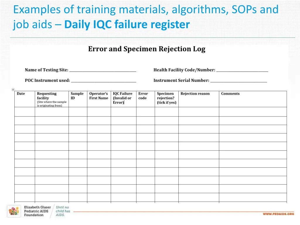 examples of training materials algorithms sops