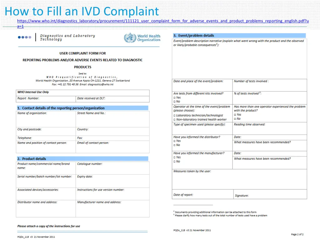 how to fill an ivd complaint https