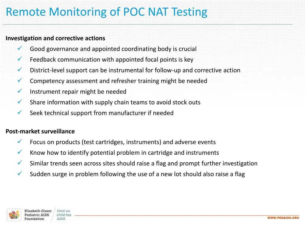 remote monitoring of poc nat testing