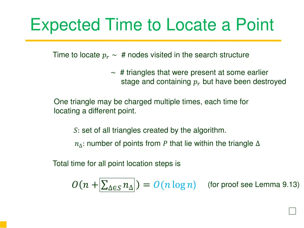 expected time to locate a point