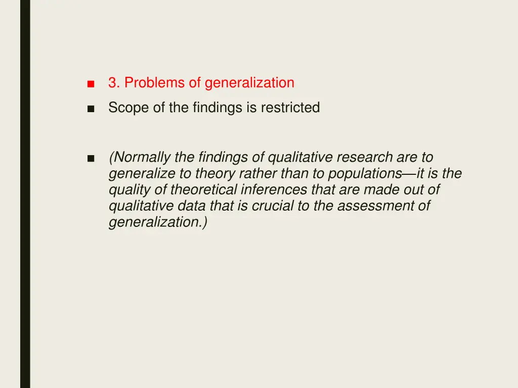 3 problems of generalization