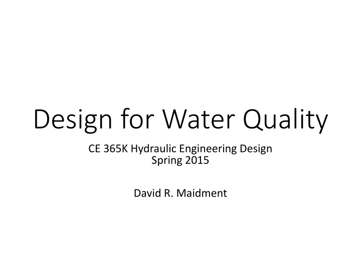 design for water quality