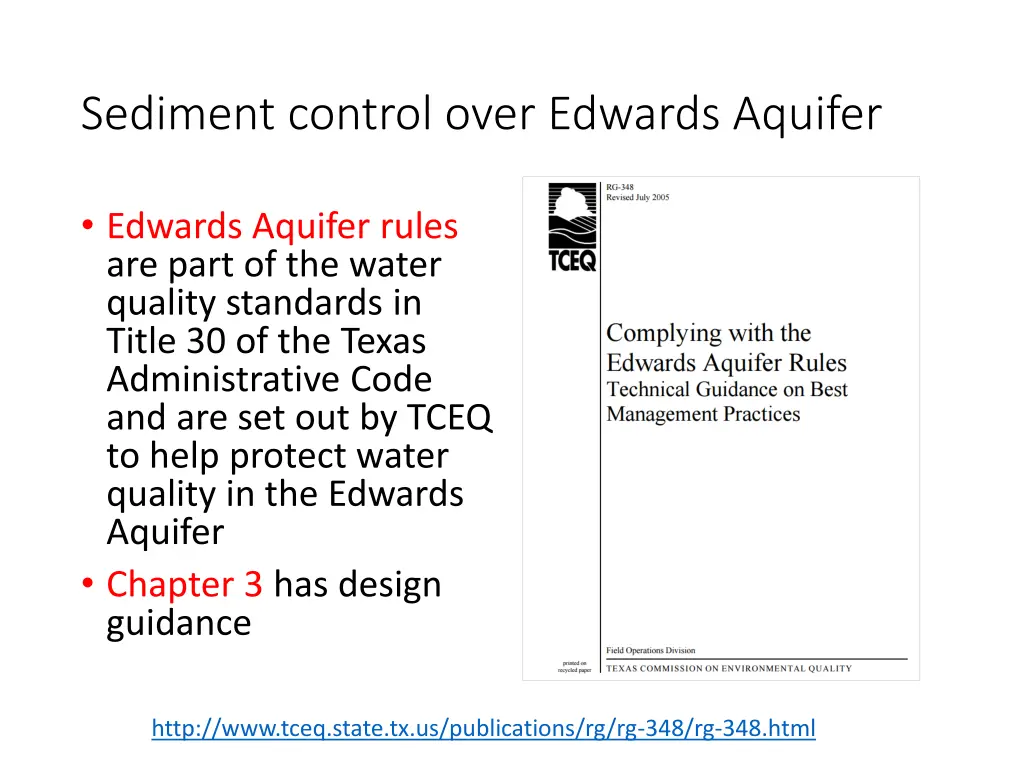 sediment control over edwards aquifer