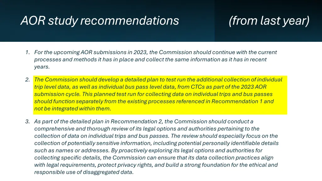 aor study recommendations from last year