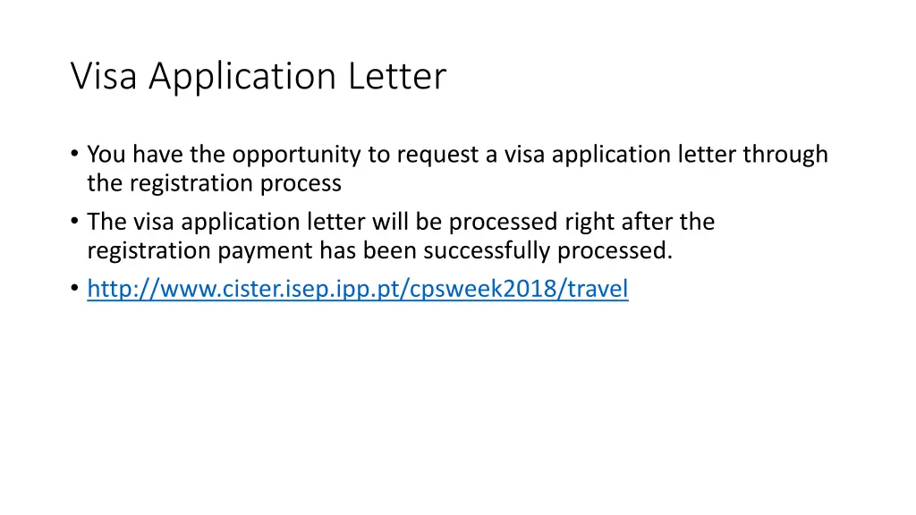 visa application letter