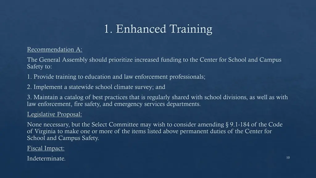 1 enhanced training