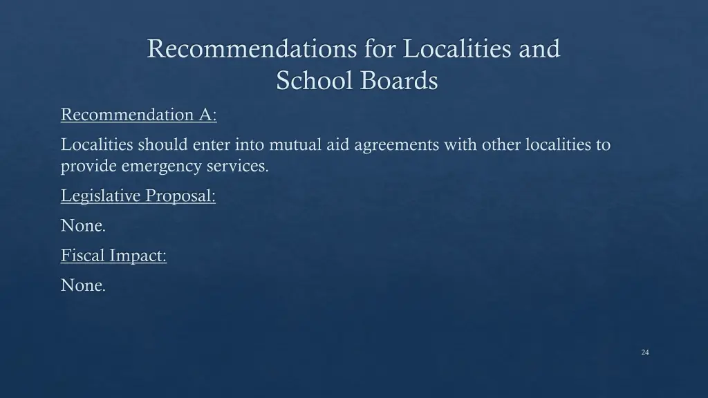 recommendations for localities and school boards