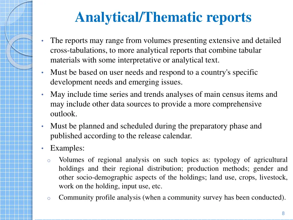 analytical thematic reports