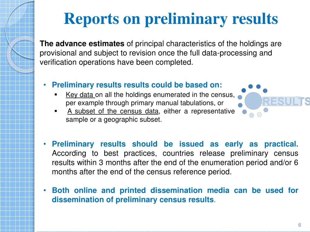 reports on preliminary results