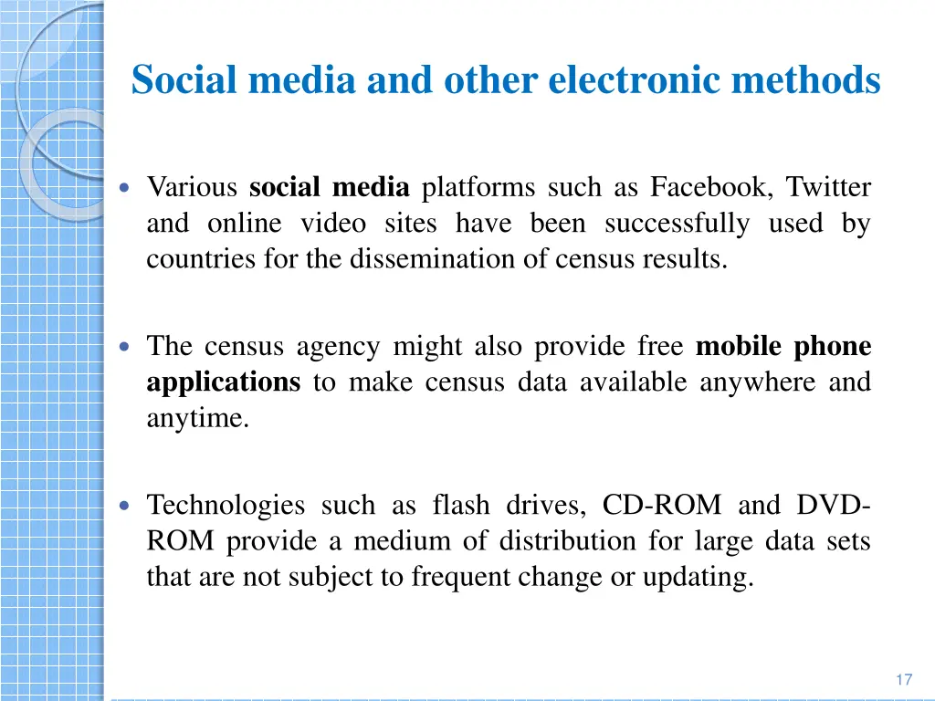 social media and other electronic methods