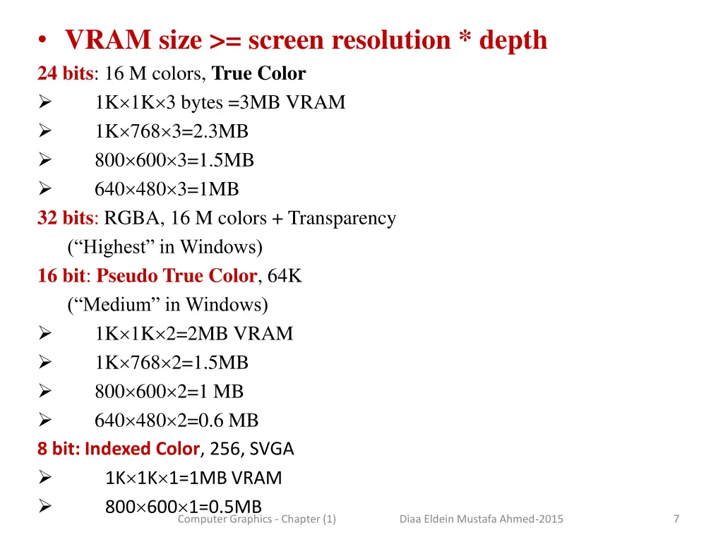 vram size screen resolution depth 24 bits