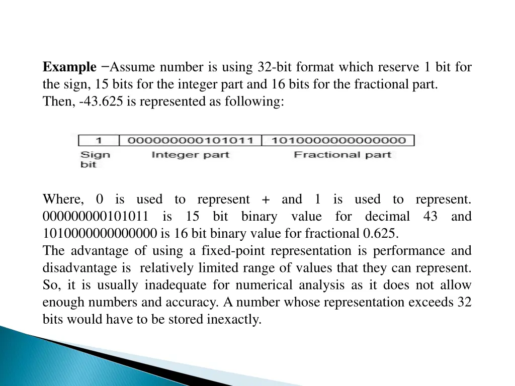 example assume number is using 32 bit format