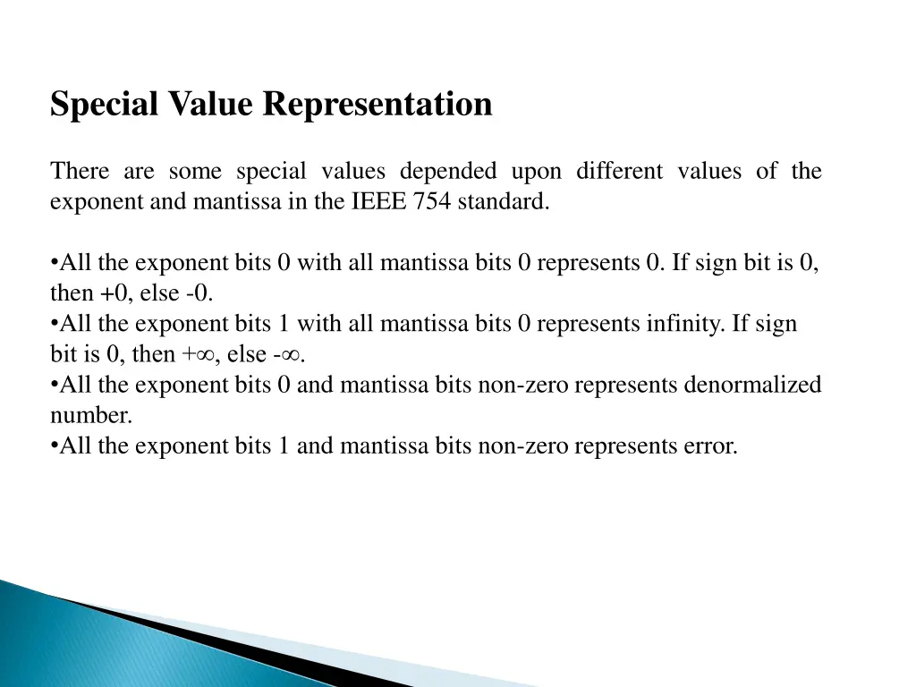 special value representation